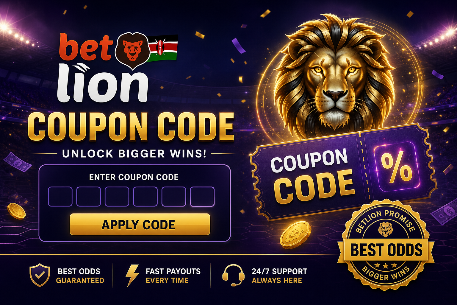 BetLion Kenya digital promotion coupon and code entry
